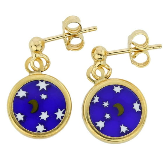 GlassOfVenice Murano Glass Millefiori Earrings In Gold-Plated Frame Starry Night