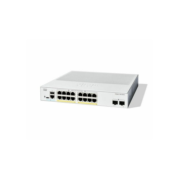 Cisco Catalyst 1300-16P-2G - Switch - L3 - managed - 16 x 10/100/1000 (PoE )   2 x Gigabit SFP - rack-mountable - PoE  (120 W)