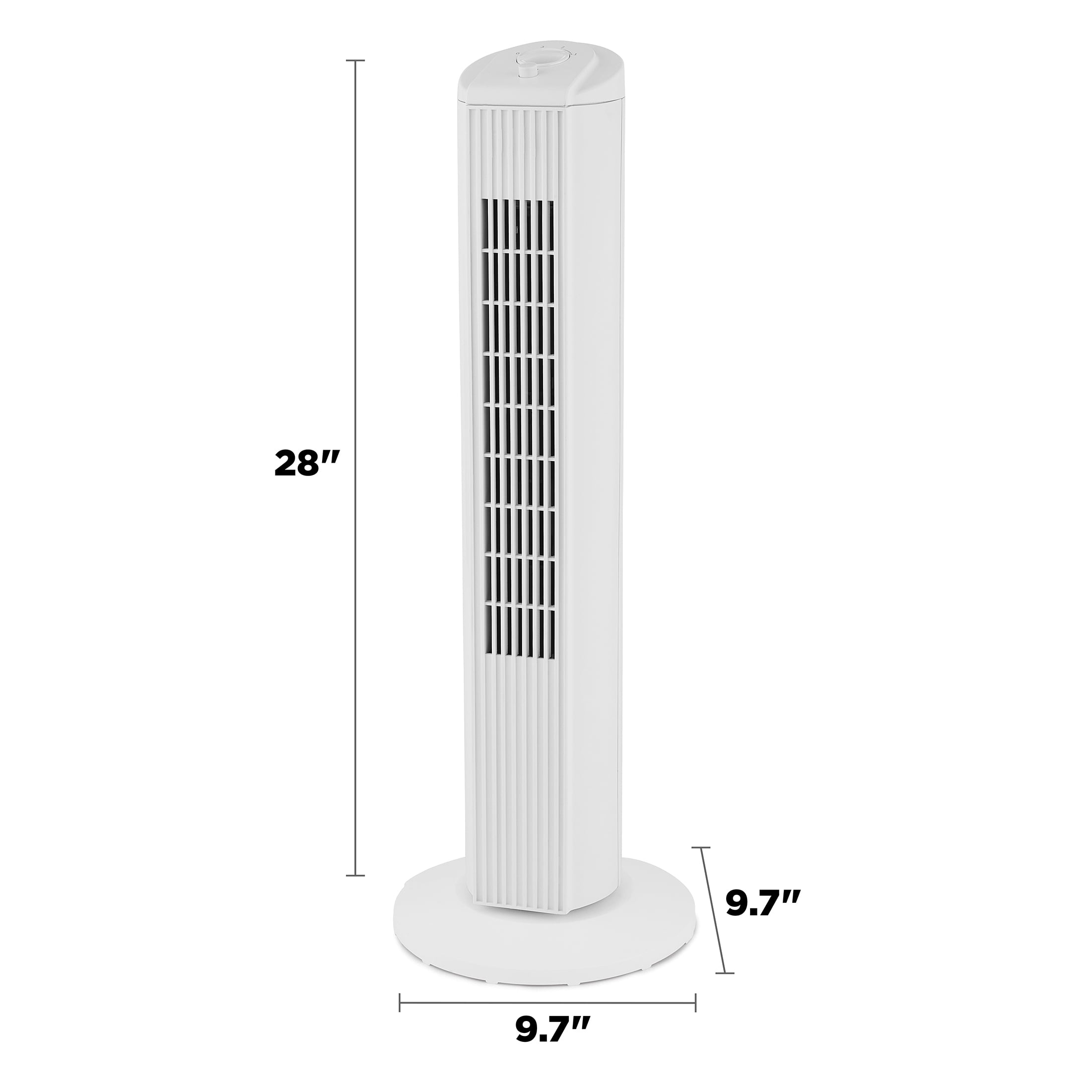 Mainstays 28-Inch Tower Fan with 3-Speed Settings and Oscillation, White, MSWMT24MWV