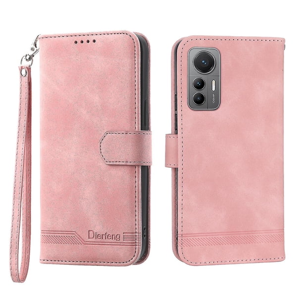Funda romántica para Xiaomi 12, 12x y 12s con cordón, orificio para altavoz, ranuras para tarjetas, función billetera, función atril y protección contra caídas.