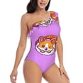 thumbnail image 3 of Haiem Corgi In Sushi Roll Women's One Piece Swimsuits Tummy Control One Shoulder Bathing Suits Ruffle Swimwear-Medium, 3 of 8