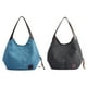 thumbnail image 1 of Bolso de hombro multibolsillos para mujer, bolso de lona, bolso de un solo hombro, artístico y minimalista Azul + Negro, 1 of 5