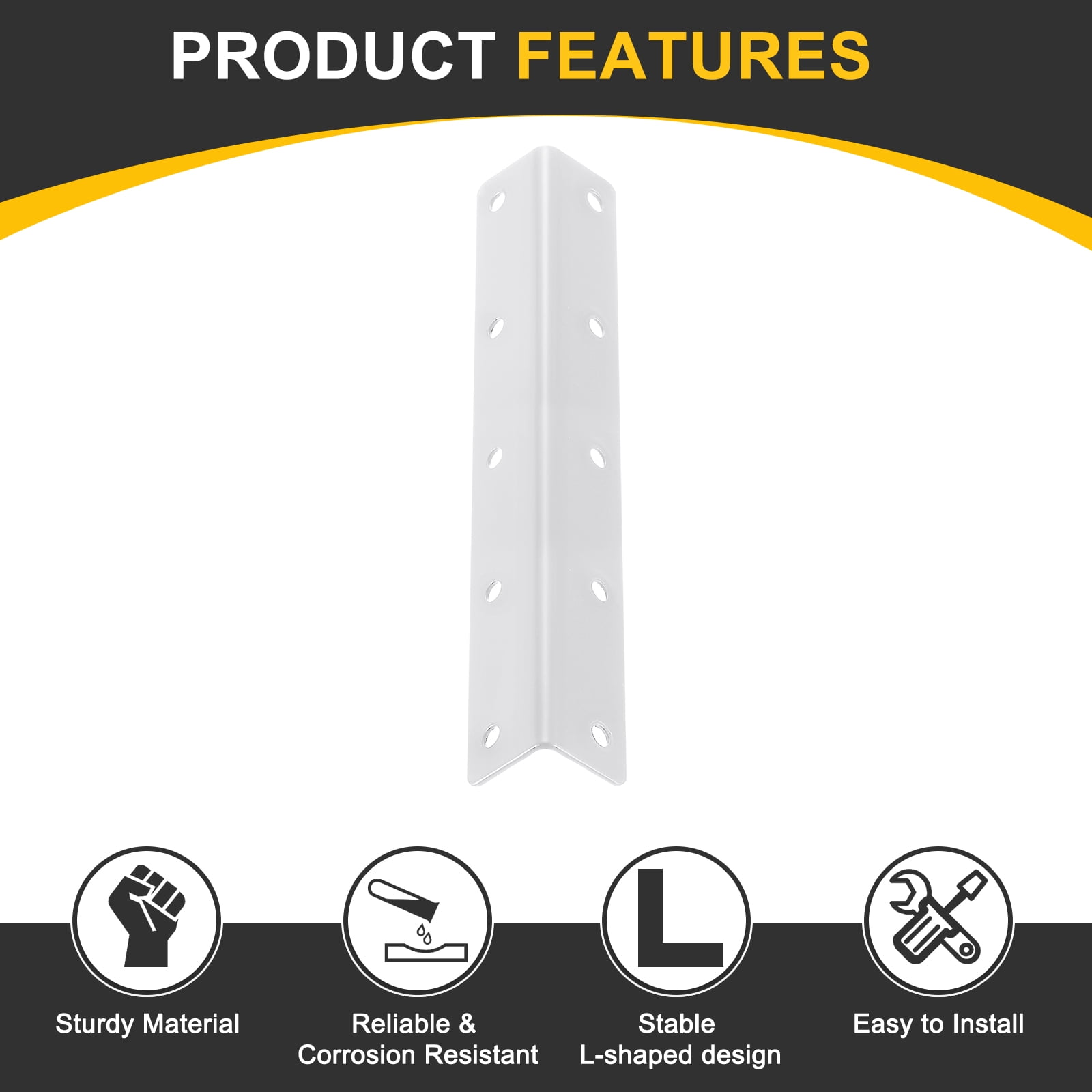 4Pcs L-Shaped Brackets Corner Brace, 0.98"x0.98"x7.87" Corner Bracket Shelf Bracket Right Angle Brackets for Wood Shelves Furniture (25x25x200mm, White)