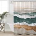 thumbnail image 2 of Small Stall Shower Curtain 48x72 Inch Narrow Half Size Sage Green Brown Ombre Bath Curtains Bathroom Decor Modern Moire Abstract Wave Waterproof Fabric Shower Curtain Set with Hooks 48 Inch, 2 of 6