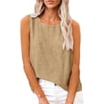 thumbnail image 5 of GZWYHT Linen Tank Tops For Women，Spring Summer Gauze Shirts Sleeveless Crewneck Basic Camisole Casual Sleeveless Loose Fit Comfy Lounge Wear Solid Color, 5 of 8