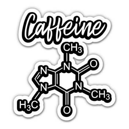 Caffeine Molecule Coffee - 3" Vinyl Sticker - For Car Laptop I-Pad Phone Helmet Hard Hat - Waterproof Decal