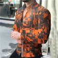 thumbnail image 1 of Camisa con cuello con estampado de diamantes de gran venta para hombres en verano, ropa de calle de manga larga con botones para uso diario, ropa de moda para hombres, 1 of 6