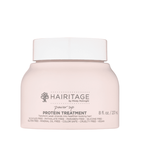 Hairitage Power Up Protein Treatment & Hair Mask with Shea Butter & Castor Oil for Dry Hair, 8 oz