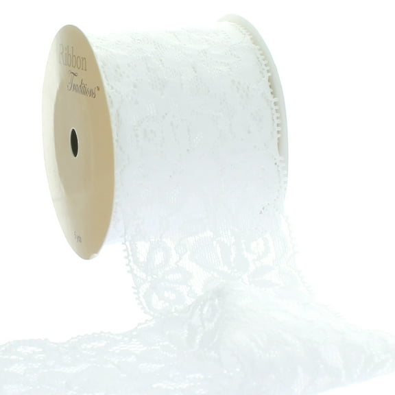 2.25" Stretch Elastic Lace Trim White 5 Yard