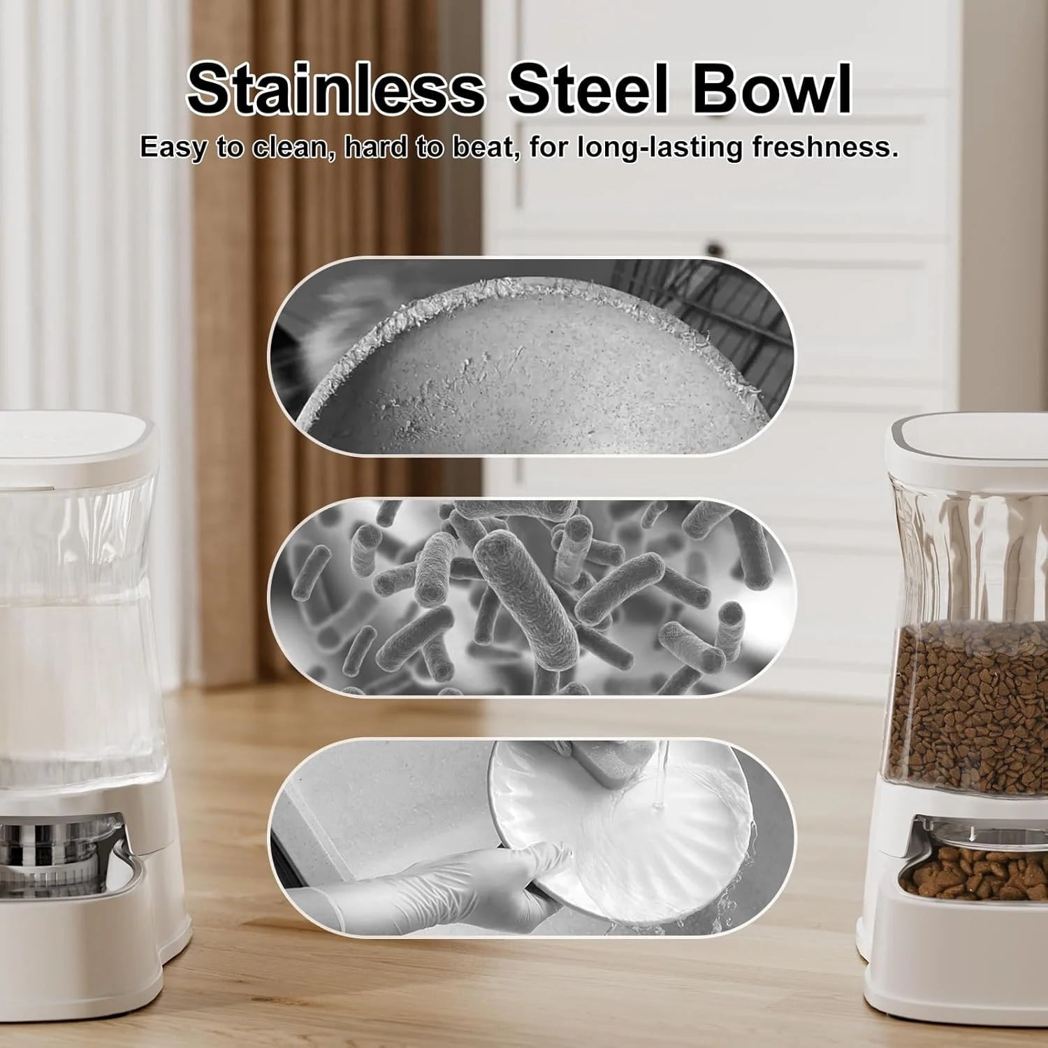 Nomipaw Automatic Cat Feeder and Food Dispenser 1 Gallon Gravity Pet Feeder Cat Dog Bowls for Water and Food 2Pcs