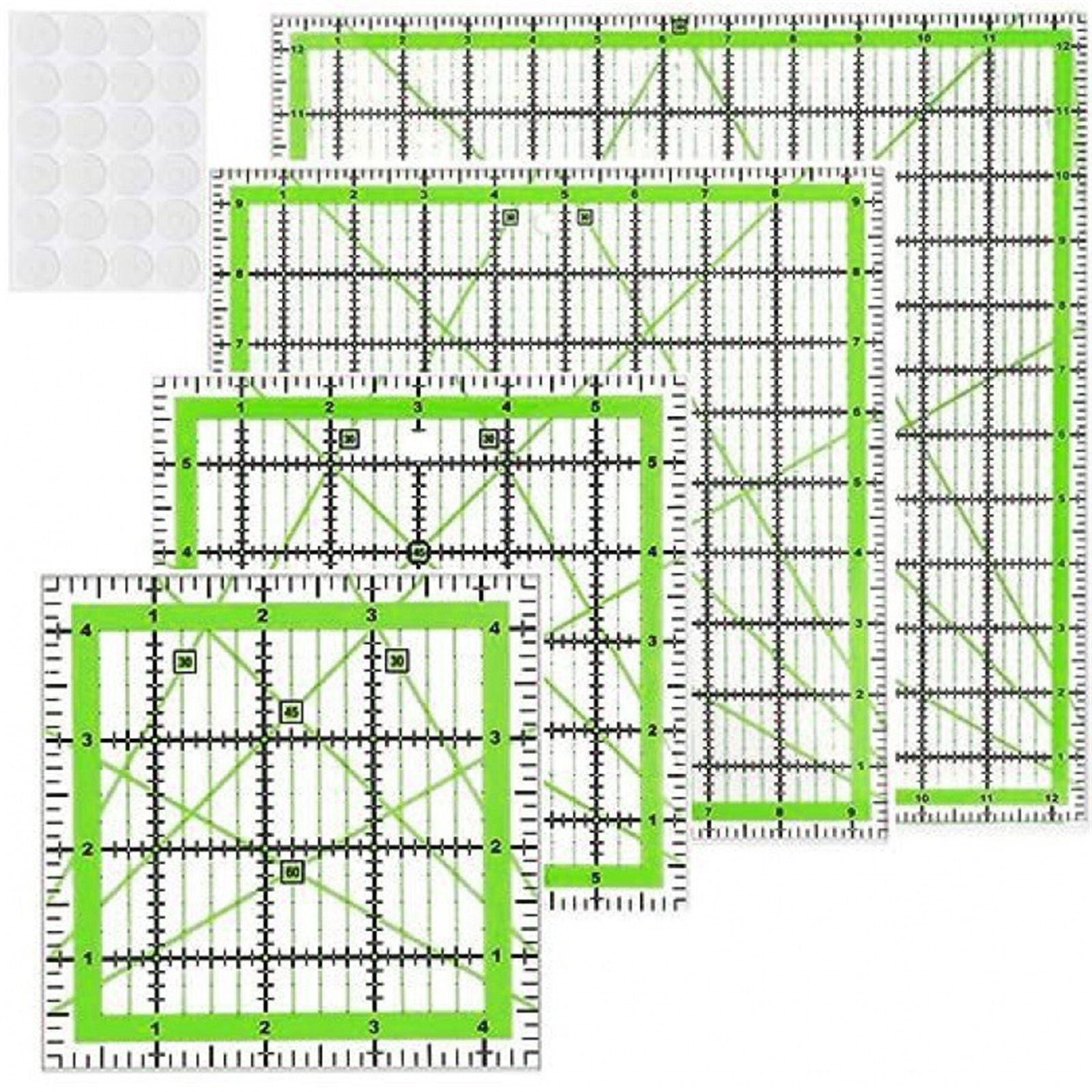 4Pcs Clear Acrylic Quilting Ruler Set with Measurement Markings for Fabric Cutting, Sewing, Dressmaking Projects