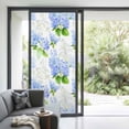 thumbnail image 3 of Summer Hydrangeas Window Privacy Film, White Blue Flowers Pastoral Leaves Static Cling UV Sun Blocking Heat Control Window Tint Day and Night, Non-Adhesive One Way Windows Privacy Cover 35.4''x78.7'', 3 of 7