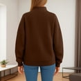 thumbnail image 5 of Dwellite Mock Neck Sweatshirt Women 2026 Fall Oversized Turtleneck Pullover Long Sleeve Casual Sweatshirts No Hood Coffee M, 5 of 6