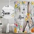 thumbnail image 5 of Easter Shower Curtain, Waterproof Shower Curtains for Bathroom, Spring Farmhouse Vintage Bunny Flower Wood Grain Washable Fabric Bathtub Curtain Set Bath Decor with 12 Hooks Stall 36"x72", 5 of 8