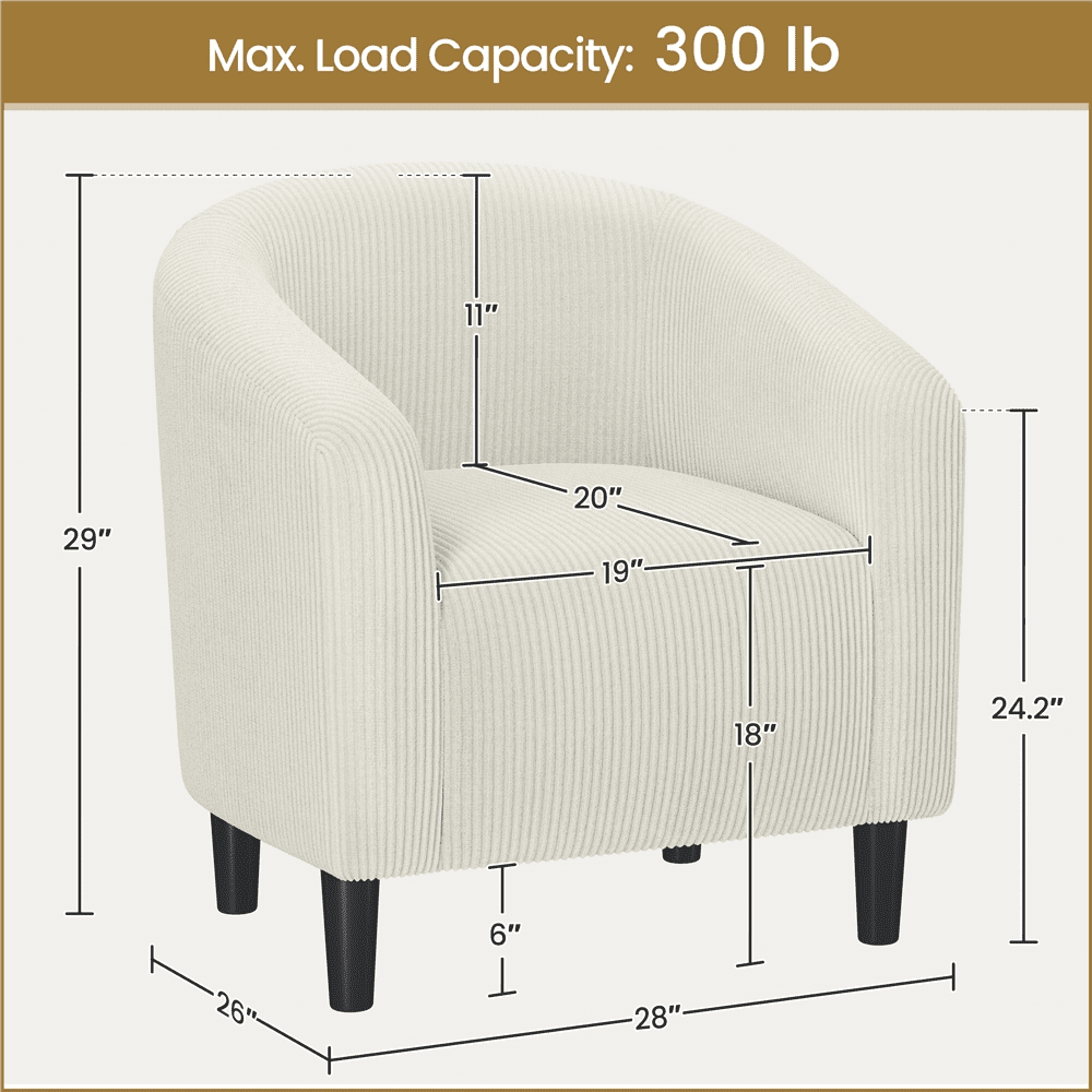 Yaheetech Upholstered Corduroy Accent Chair for Living Room, Beige