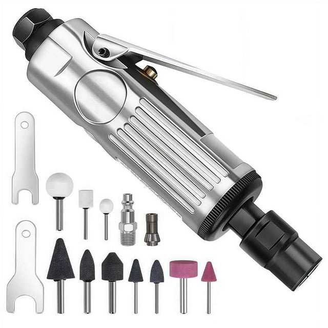 Amoladora de Troquel de Aire Recto de 1/4”, Herramientas de Amoladora de Troquel Neumática de 23500 RPM, Pinza de 1/4 Pulgada y 1/8 Pulgada, Tamaño Mini y Compacto, Herramienta de Pulido