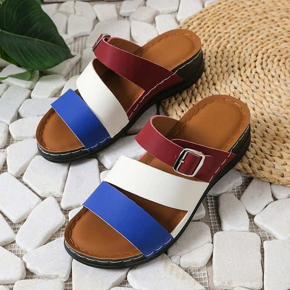 HaoXianJian Open Toe Flat Dress Sandals Womens Slide Comfortable Beach Sandals Slip Office Casual Dress Shoes Classic Softable Shoes Summer Sandals for Women