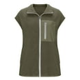 thumbnail image 6 of Womens Fuzzy Fleece Jacket Vest Sleeveless Zip-Up Sherpa Jackets Oversized Fall Winter Casual Coats with Chest Pocket Green, M, 6 of 7