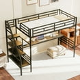 thumbnail image 4 of Noble House LED Light,Metal Loft Bed Frame with Desk, No Box Spring Needed,Twin ,Black, 4 of 9