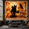 thumbnail image 6 of Black Cats Among Pumpkins and Maple Leaves Against Wooden Fence, Cozy Rustic for Cat Lovers, Harvest Wall Decor, Thanksgiving Gift Tapestry Wall Hanging for Living Room and Bedroom, 6 of 7