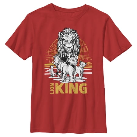 Boy s Lion King Savannah Sunset Crew Graphic Tee Red Small