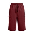 thumbnail image 4 of Eltusu Men's Workout Shorts, Below the Knee Relaxed Fit Elastic Waist Multi-Pockets Shorts with Drawstring Wine Size 3XL, 4 of 6