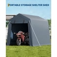 thumbnail image 4 of Portable Outdoor Storage Shed, Heavy-Duty Waterproof Storage Shelter with Zipper Door & Screen Window, UV-Resistant PE Cover Carport for Bike, Lawn Mower, 4 of 8