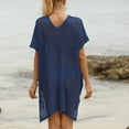 thumbnail image 4 of Shadoumai Womens Swimsuit Cover Up Long Sleeve Sheer Mesh Knit Mini Dress Backless Tie Summer Beach Vacation Outfits, 4 of 4