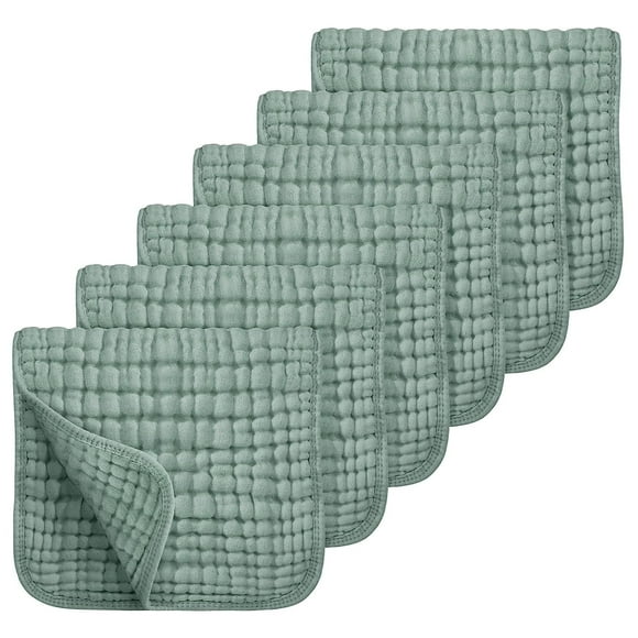 Nvzi Paquete de 6 paños de muselina para eructar, 100% algodón, grandes, 51 x 25 cm, extra suaves y absorbentes, color verde.