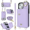 thumbnail image 2 of for iPhone 13 Mini Case Wallet with Strap for Women,Crossbody Lanyard and Wristlet Strap,Zipper Pocket,Credit Card Holder,Ring Stand,RFID Blocking Phone Wallet Cases(5.4 inch,Purple), 2 of 18