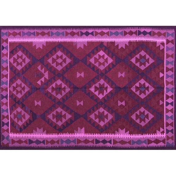 Ahgly Company Indoor Rectangle Oriental Purple Traditional Area Rugs, 4' x 6'