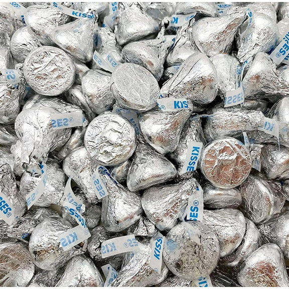 HERSHEY'S KISSES Milk Chocolate Easter Candy, Silver Foil Wrap - Bulk Pack 5 Pounds (About 490 Count)