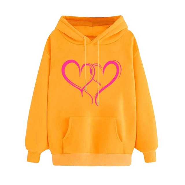 Plebaso Sweat à Capuche pour Femmes Mignon Cœur Manches Longues Décontracté avec Poches