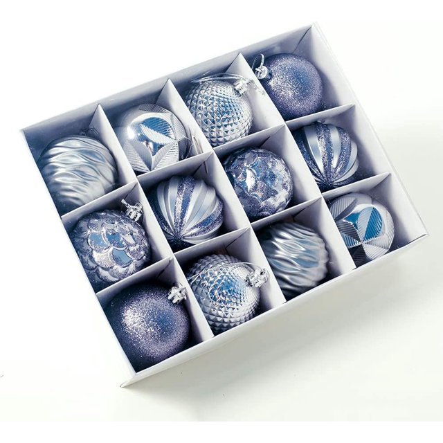 12 Uds. Adornos de bolas de Navidad decoraciones para árboles de Navidad plateados