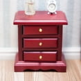 thumbnail image 2 of Miniature Bedside 1:12 Furniture Dollhouse Nightstand Bedroom Drawer Cabinet Model Accessories Mini House Scene Building Tabletop Decorations (Red), 2 of 6