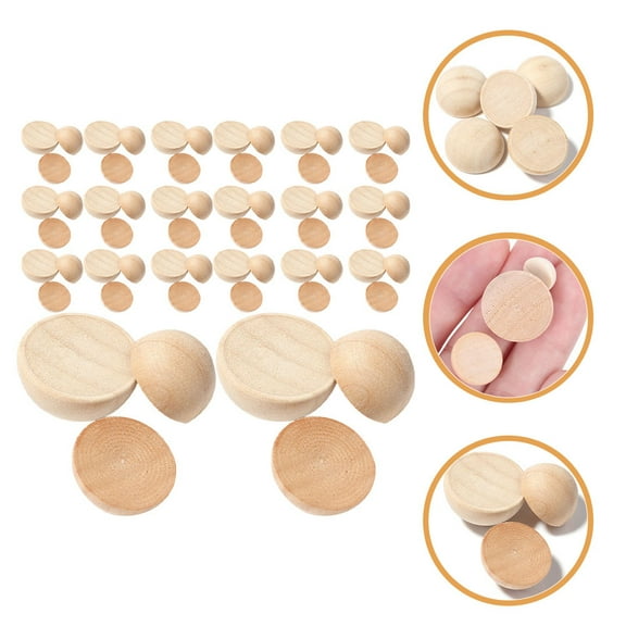 PAMINGONO Half Round Wooden Balls Natural Wood Color 150Pcs 10mm