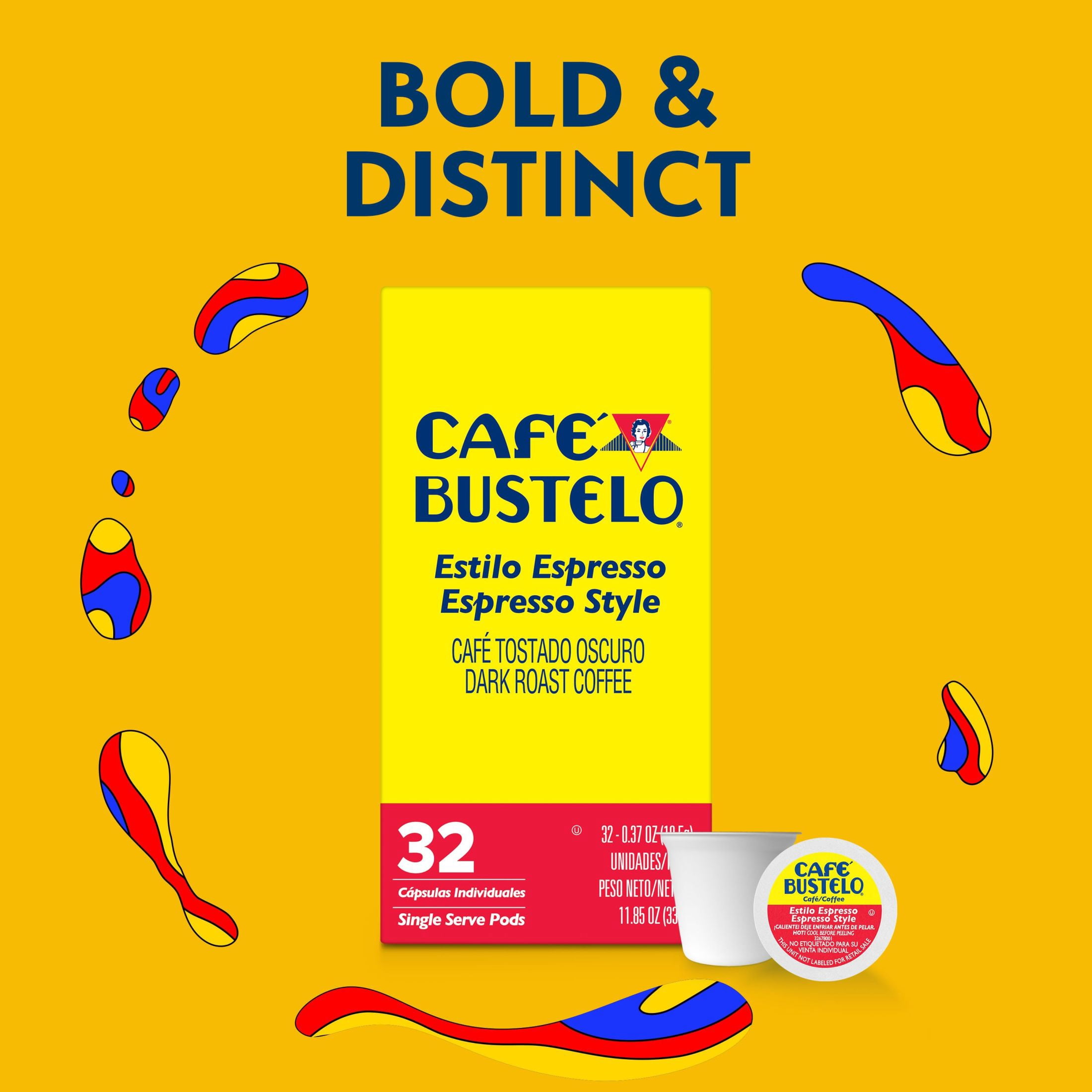Cafe Bustelo Espresso Style, Dark Roast Coffee, Single Serve Pods, 32 Count