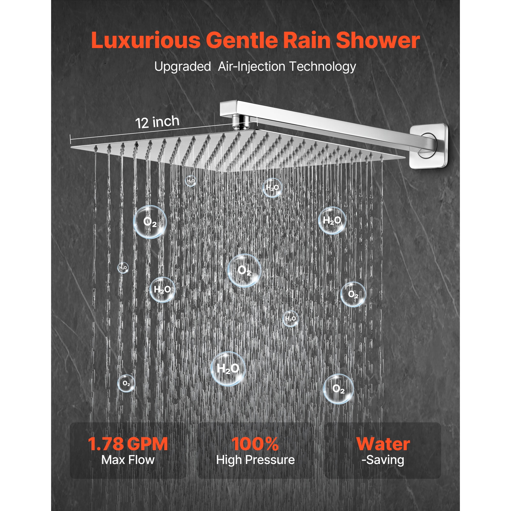 KFFKFF Shower Faucet Set with 12-Inch Square Rain Shower Head and Handheld Spray, Wall-Mounted Bathroom Fixtures with Brass Valve and Trim Kit, Brushed Nickel Finish