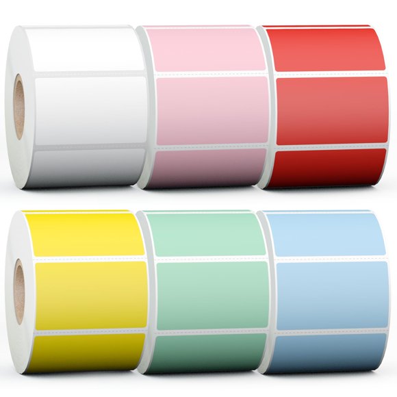 Rollos de etiquetas térmicas Misofuki de 2,25 x 1,25, 6000 etiquetas, 6 colores