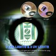 thumbnail image 4 of LED Scale Loupe 30X Adjustable Magnification Magnifier Metal Cylinder Type Mirror with Scale Small Size Reading Mirror Jewelry Magnifier with 3 LED Lights 3 UV Lights Black, 4 of 7