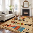 thumbnail image 3 of Brown Boho Washable Rug 5x7 Area Rug for Living Room Bedroom Non Slip Indoor Floor Rectangle Carpet Soft Low Pile Large Farmhouse Vintage Ethnic African Women Entryway Rugs for Dining Room Office, 3 of 9