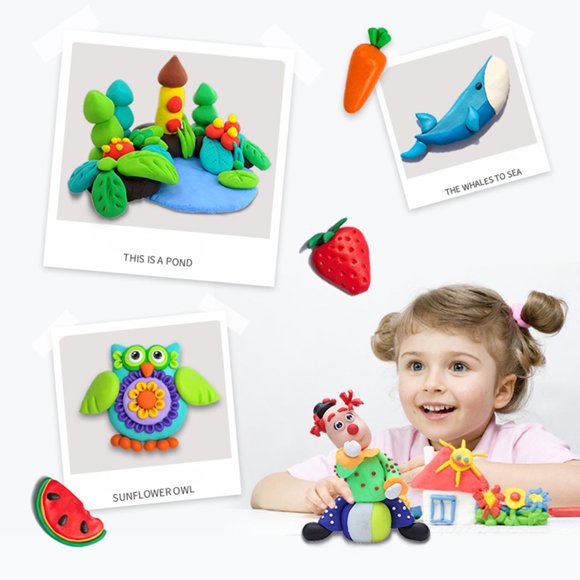 2 in 1 Cute Cow Playdough Tools Set Dough Pasta Maker Machine Ice Cream Maker with 8 Colors Non Toxic Play Dough