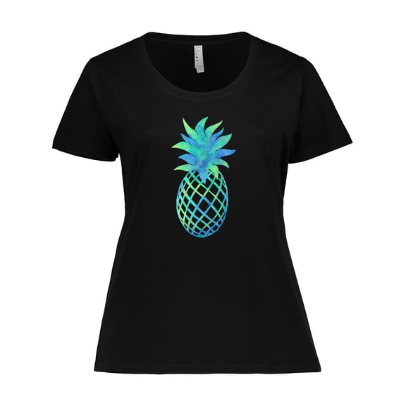 Inktastic Blue and Green Pineapple Women's Plus Size T-Shirt