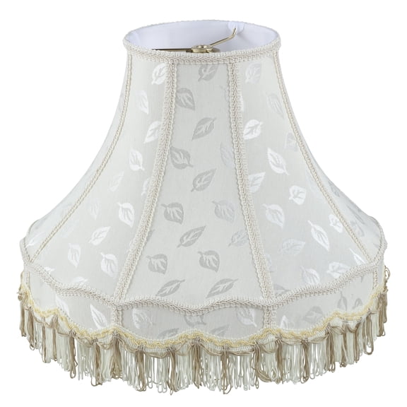 Aspen Creative 30627, Hand sewn Scallop Spider with Trim Lamp Shade, Off-White, 7" T x 17" B x 13" H