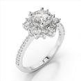 thumbnail image 2 of Floral Halo Diamond Ring 2.2 Ct Round Simulated Diamond 14K White Gold Over, 2 of 2