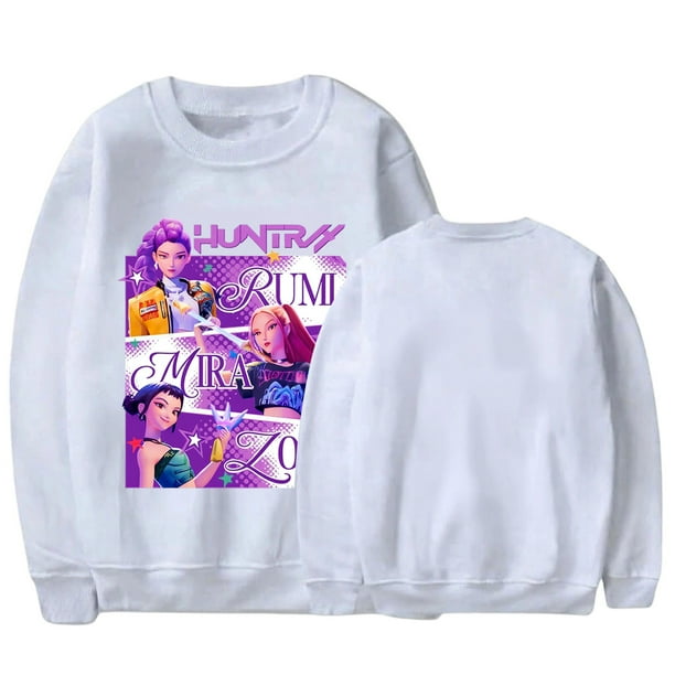 Pop cazadora para niña Demo-n Hunters Graphic Round-Neck Short Sleeve T Shirt For Kids Youth Fashion Tee With Cartoon Print Design Soft Blend Top For Children (White)