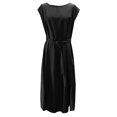 thumbnail image 3 of B91xZ Robe Décontractée Ample pour Femmes Col en V Profond Manches Courtes Longue Robe de Soirée Maxi Robes de Mariage, Noir P, 3 of 4