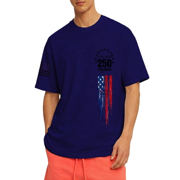 oqasdz T Shirts for Men Crew Neck Short Sleeve 250th Anniversary USA Shirt Soft Graphic Tee 4th of july Loose Basic Top Casual Summer T-Shirts
