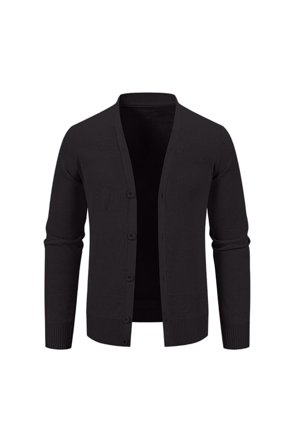Men's Classic Knit Cardigan Long Sleeve Button Down V-Neck Lightweight Soft Sweater for Casual Business Wear Black 3XL