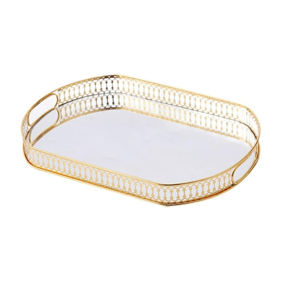 Lipstore Mirror Serving Tray Mirrored Glass Vanity Tray Serving Plate Portable Decorative